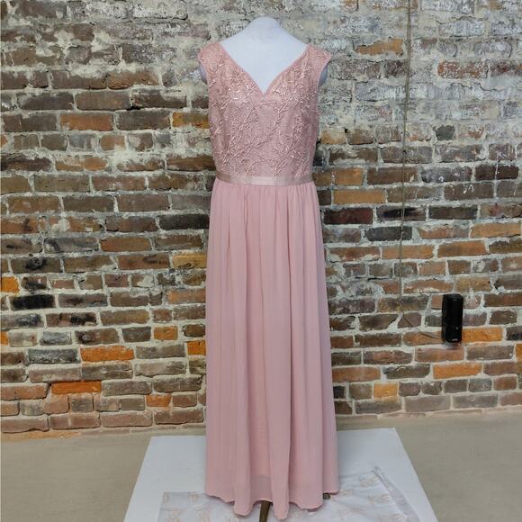 Miusol Mother Of Bride Formal Dress Women's XL Pink Chiffon Wedding Party Maxi - Picture 2 of 10